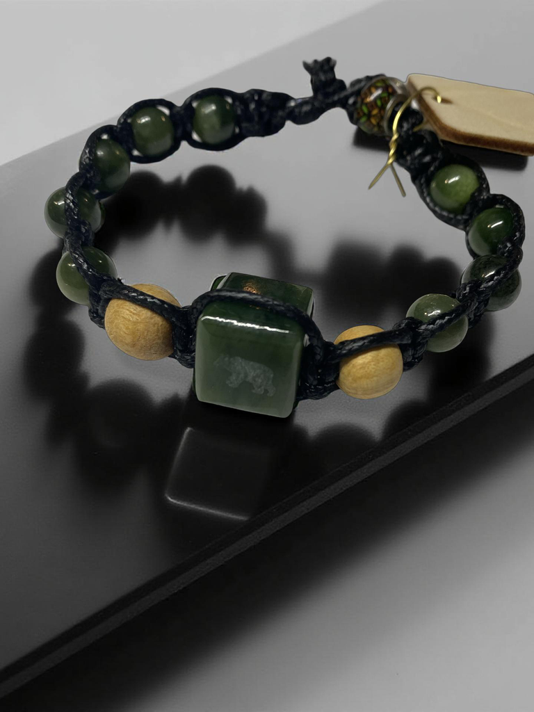 Jade Bear Beaded Bracelet