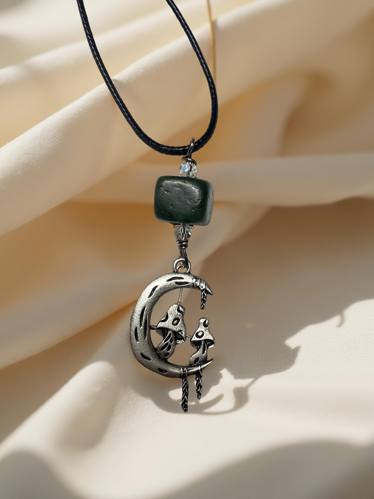 Mushroom Necklace with Jade beads