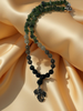 Jade Beaded Necklace with a Stainless Steel Dragon Pendant