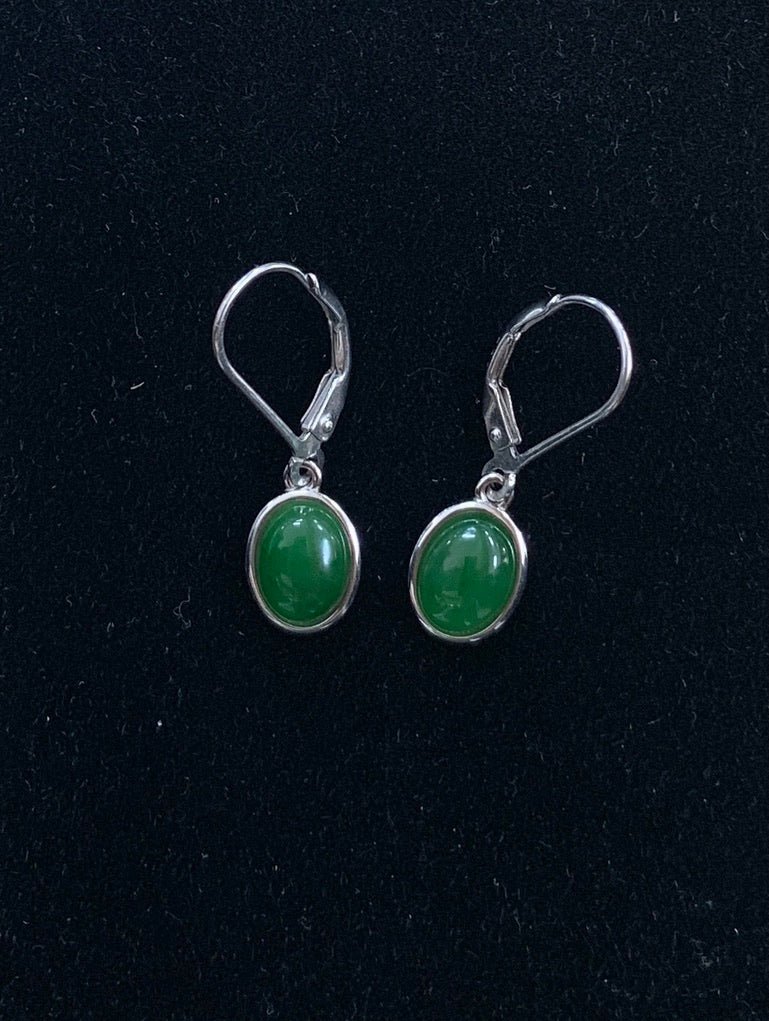 Jade and Silver Dangle Earrings