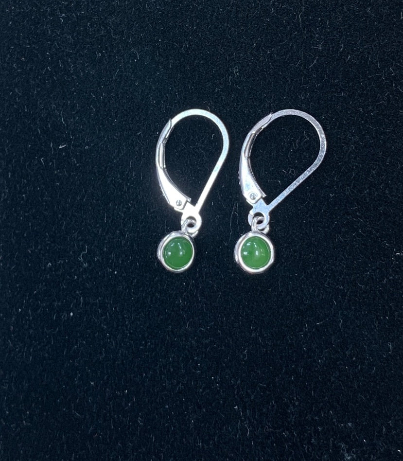 Jade and Silver Dangle Earrings