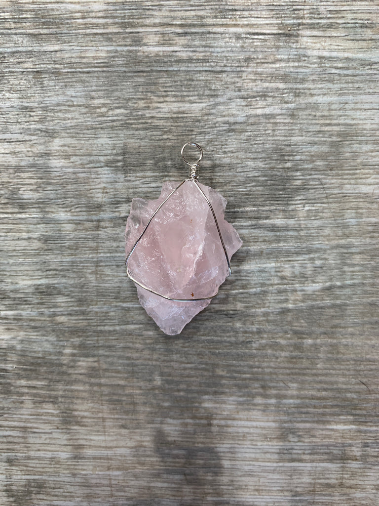 Wire Wrapped Gemstone Arrow Head Pendant