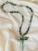 Dragonfly Necklace with Jade Beads and Gemstones