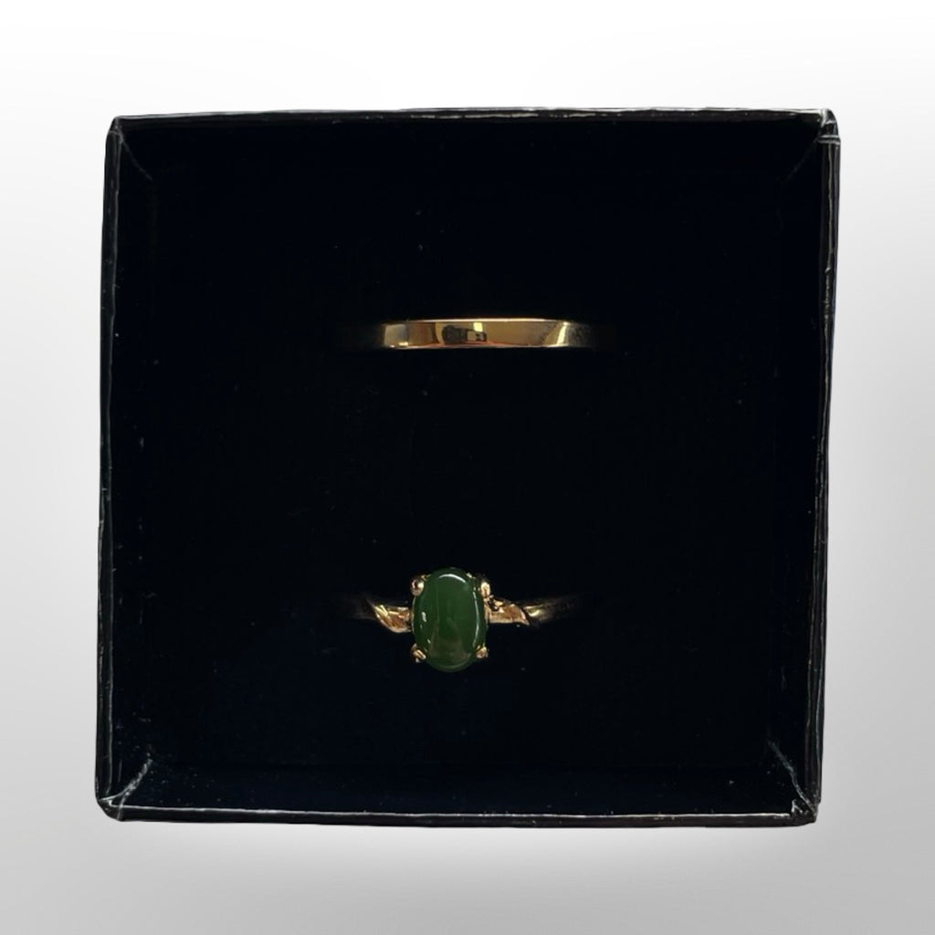 Jade Oval Ring with Gold Wrap