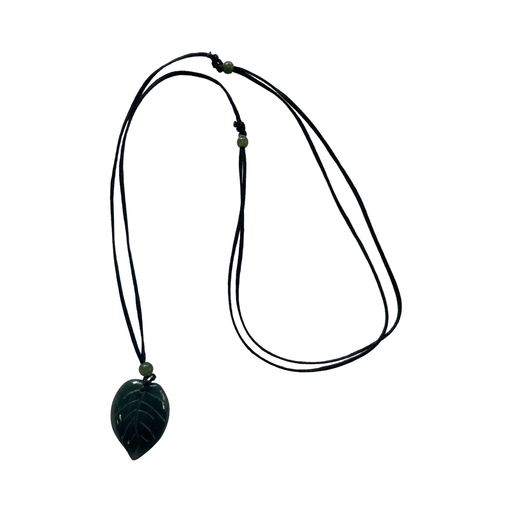 Jade Leaf Pendants on silk cord