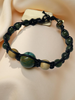 Jade Beaded Bracelet with a Palo Santos beads and Blue Opal