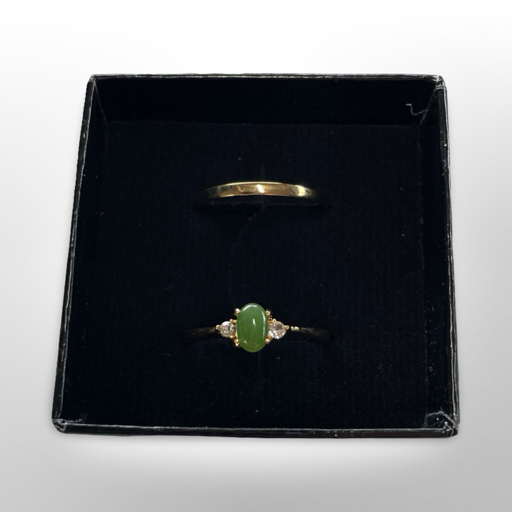 Jade Oval Ring with CZ
