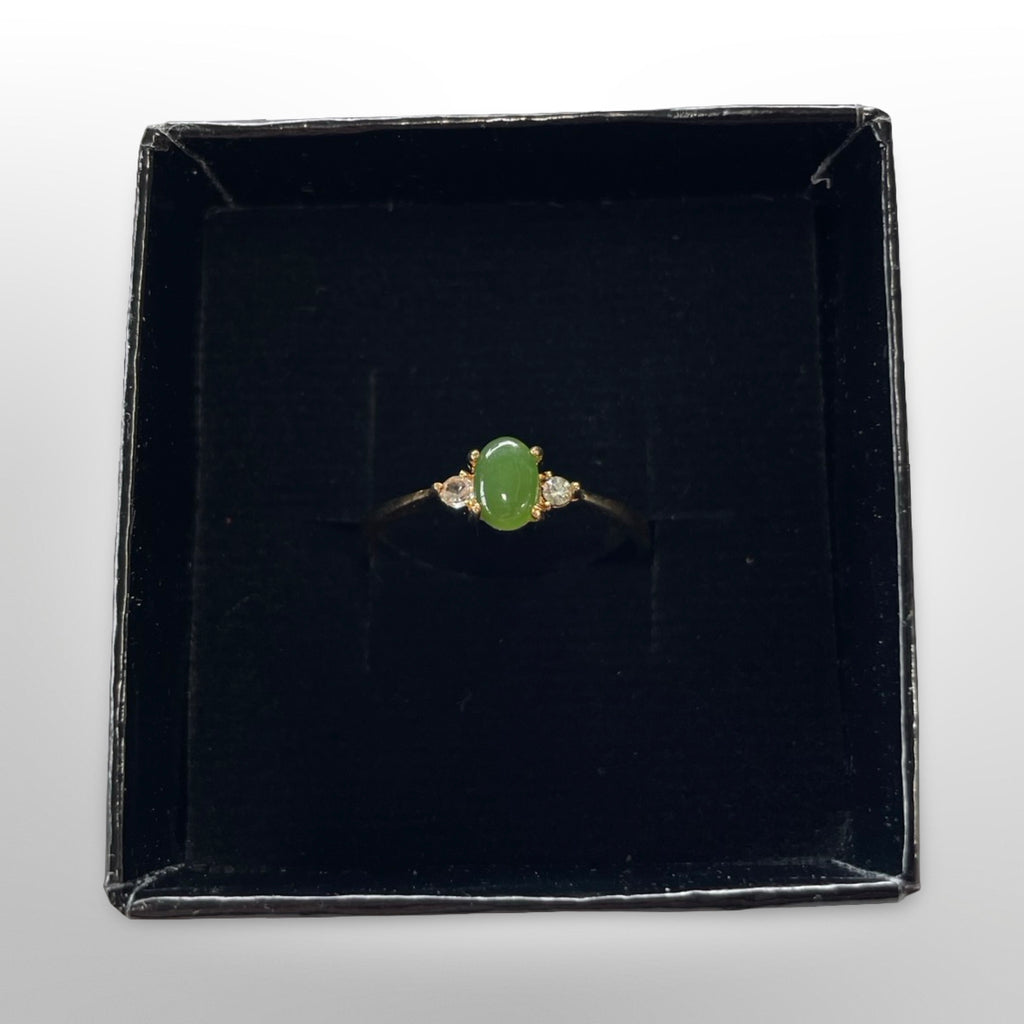 Jade Oval Ring with CZ