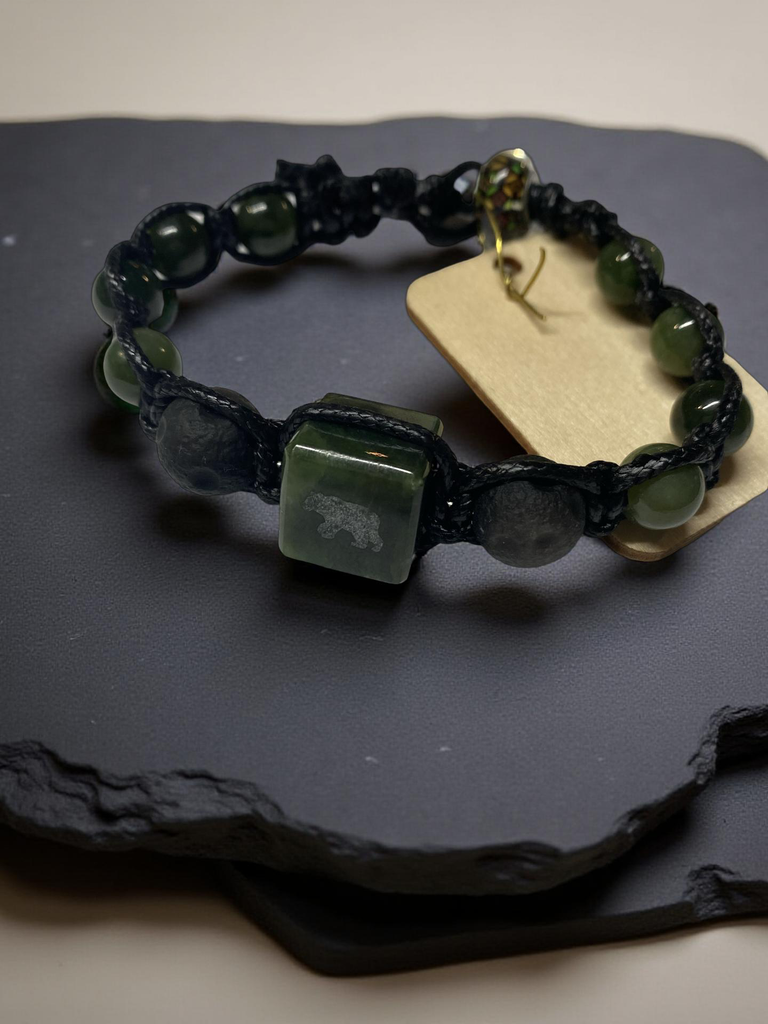 Jade Bear Beaded Bracelet