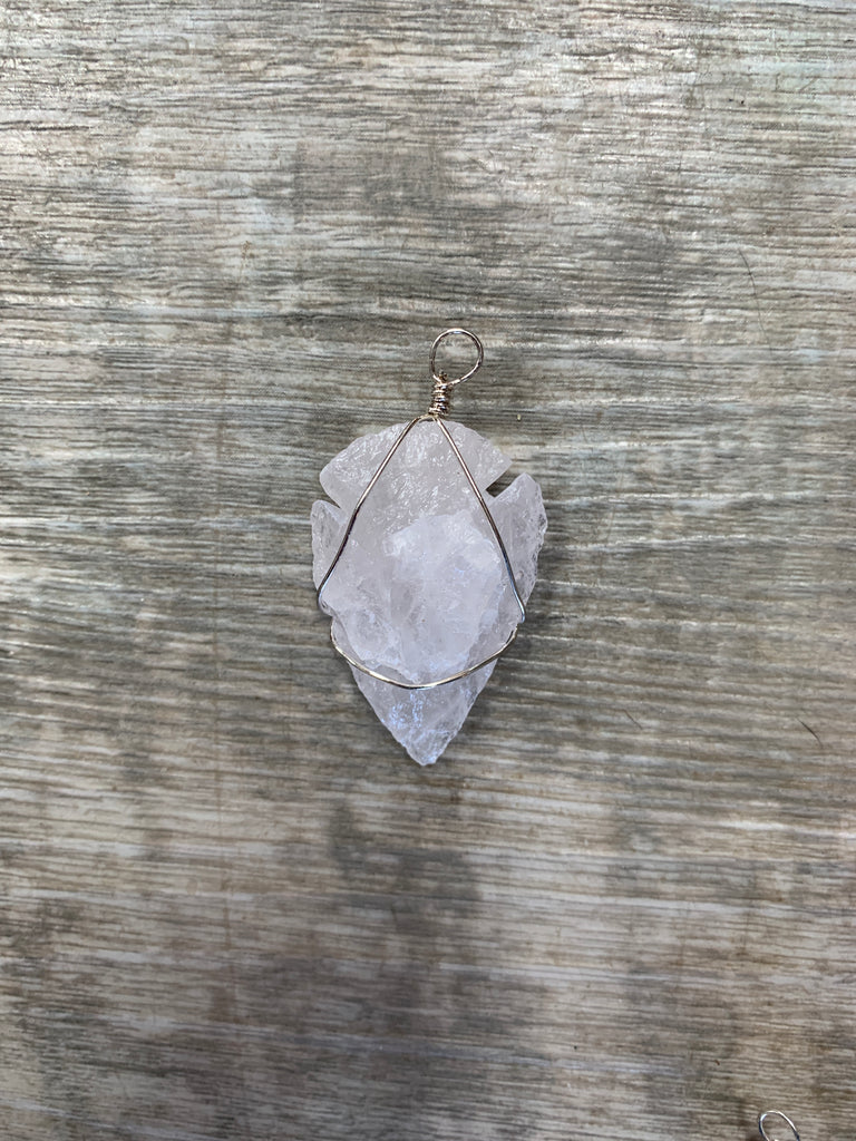 Wire Wrapped Gemstone Arrow Head Pendant
