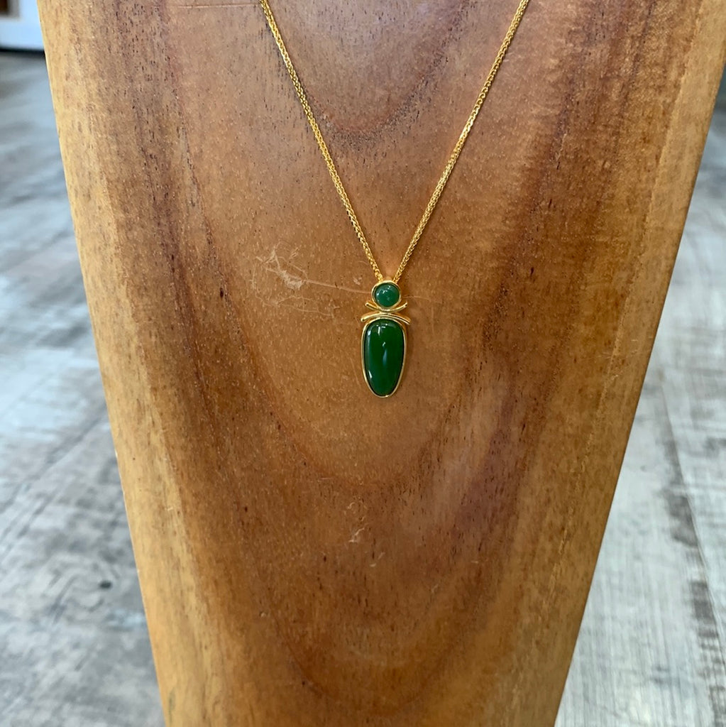 Jade oblong gold plated necklace