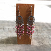 Rhodonite and Black Jade Dangle Earrings with Vintage silver rings