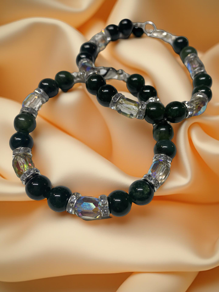 Jade Beaded Bracelet with colorful Crystal Beads
