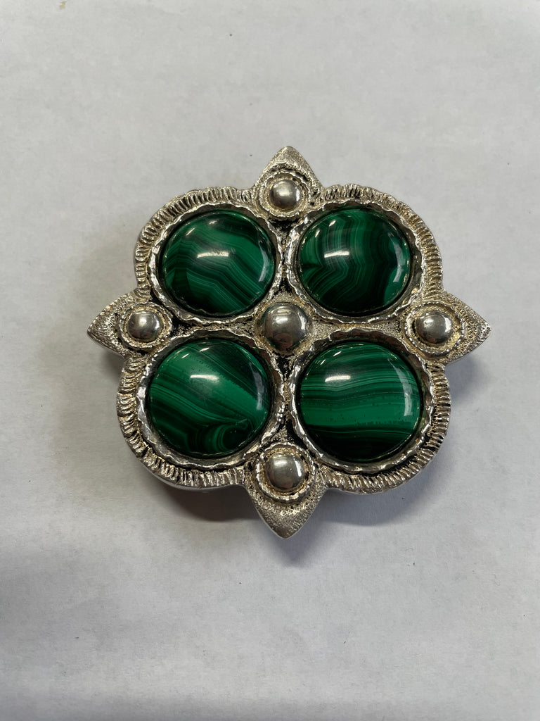 Malachite and Silver Belt Buckle