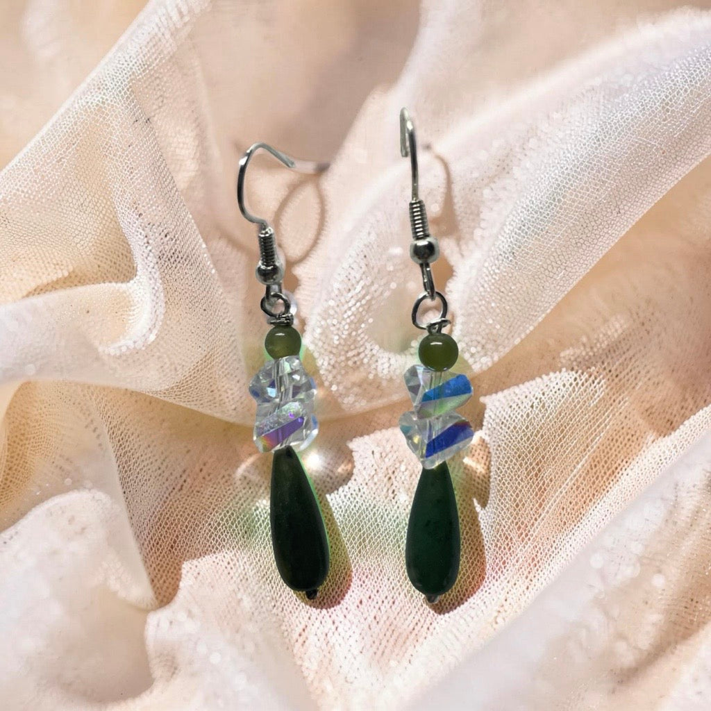 Jade Teardrop Dangle Earrings