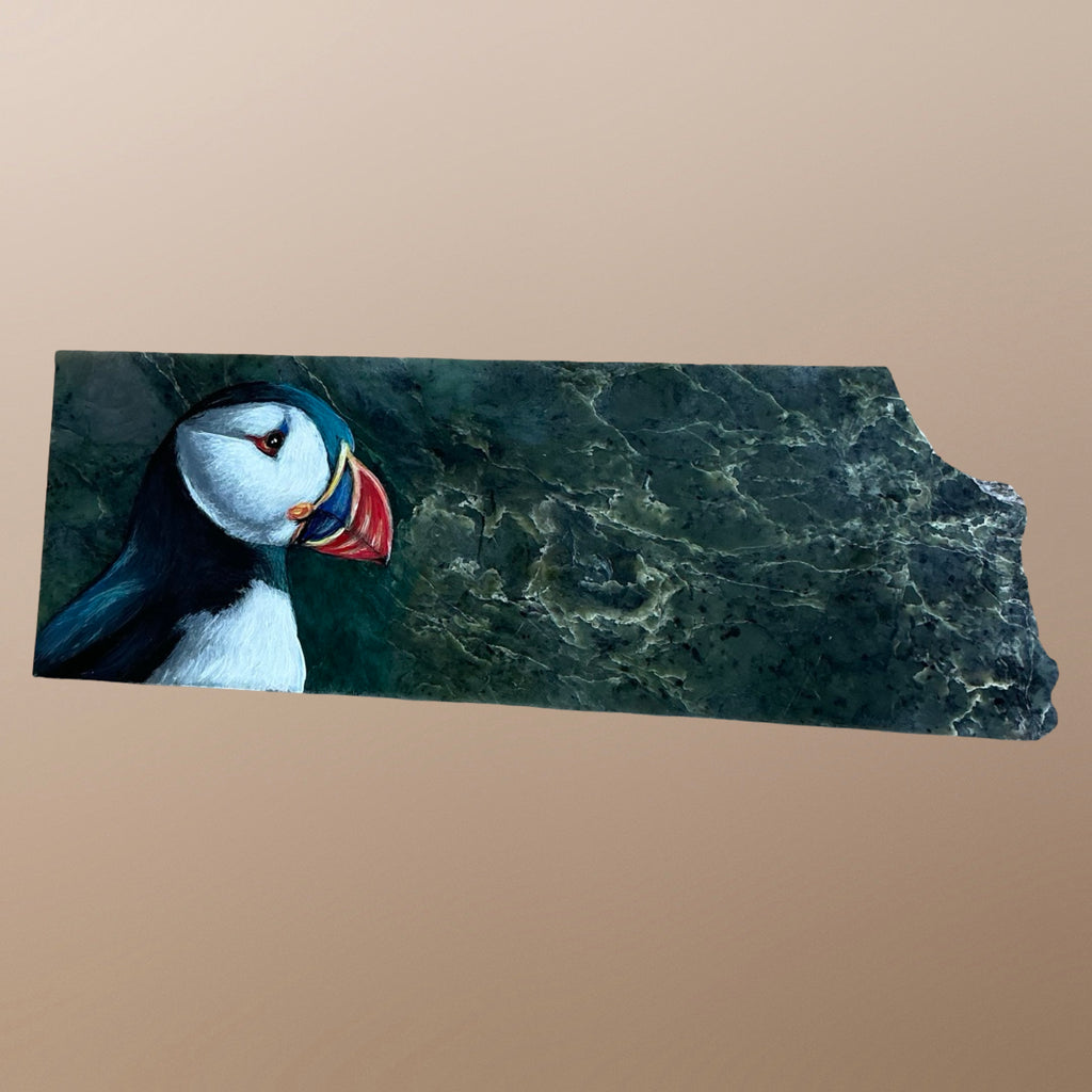 Puffin Painting on Jade
