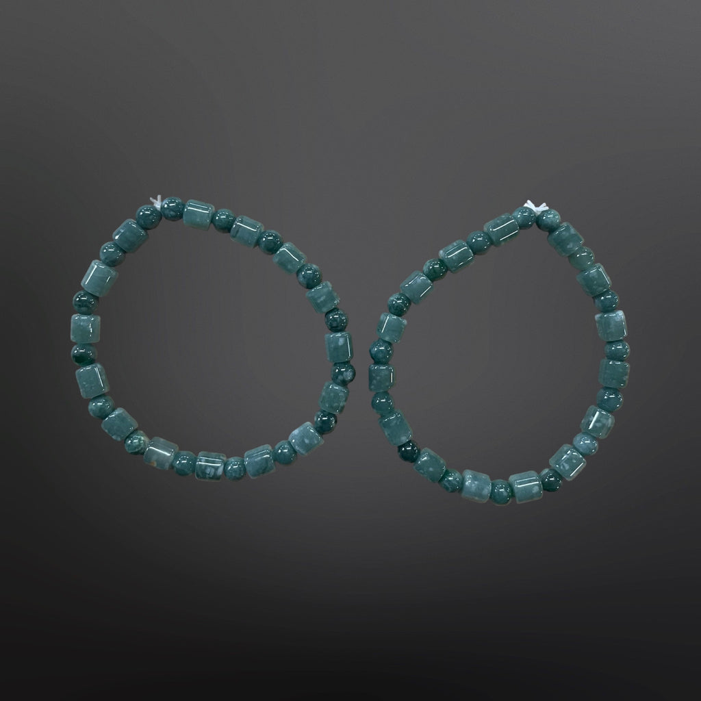 Blue Jade Barrel Bead Bracelet
