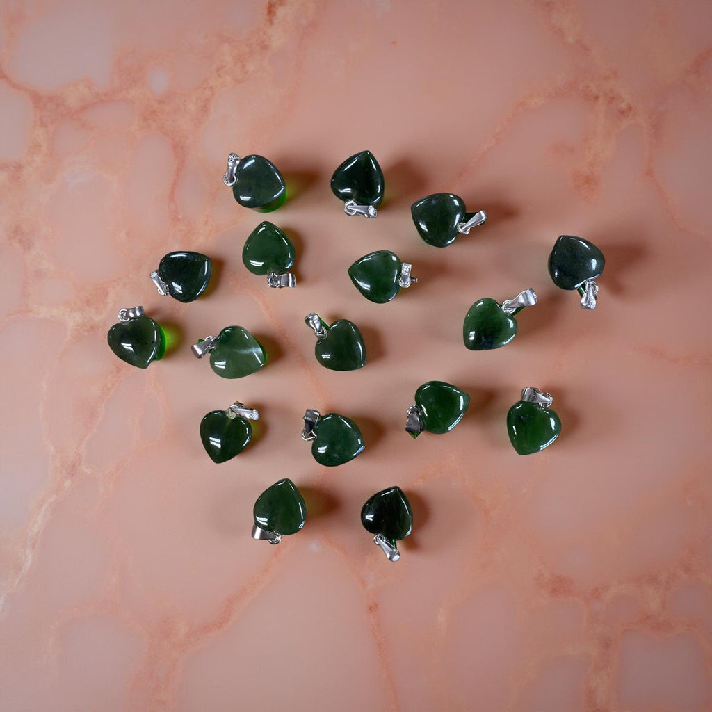 Jade Heart with Silver Bale