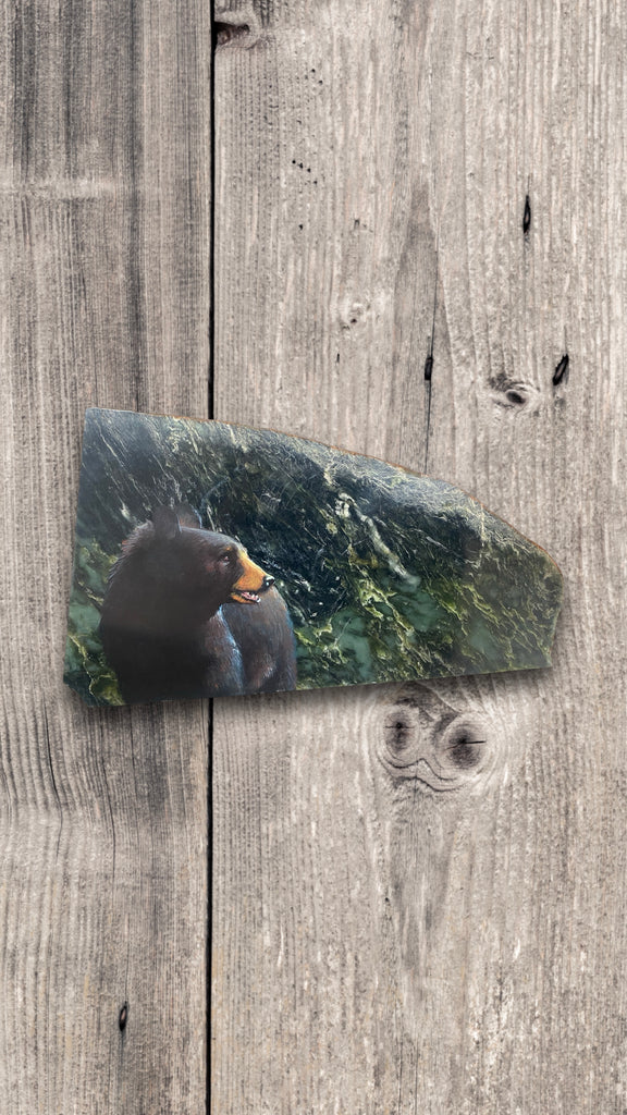 Big Black Bear Painting on Jade