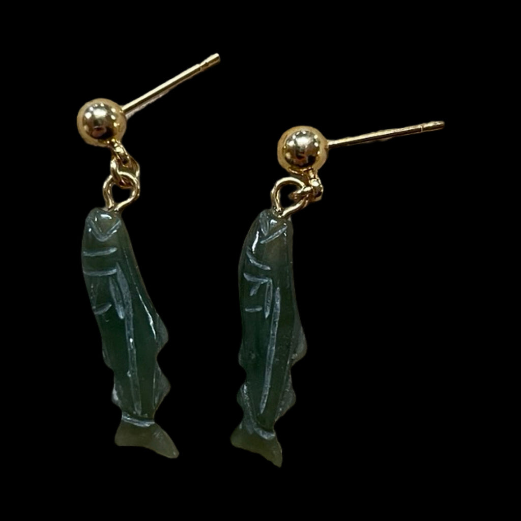 Jade Salmon Earring and Pendant