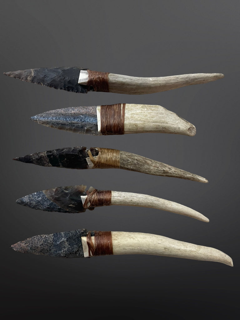 Stone Arrow Head and Antler Knife