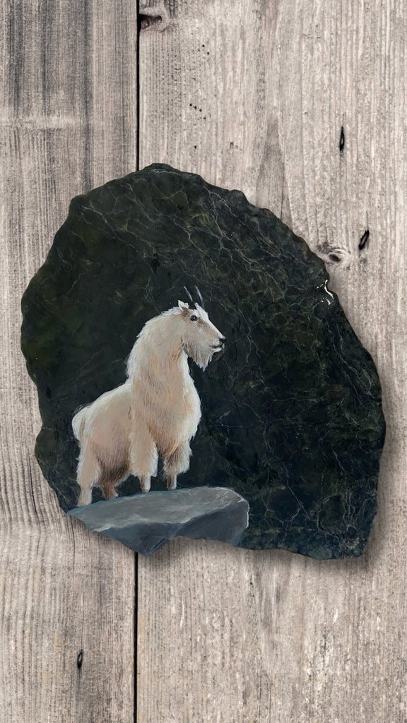 Mountain Goat Painting on Jade