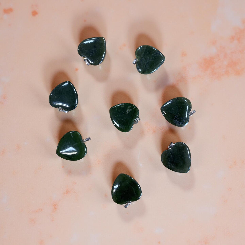 Jade Heart with Silver Bale