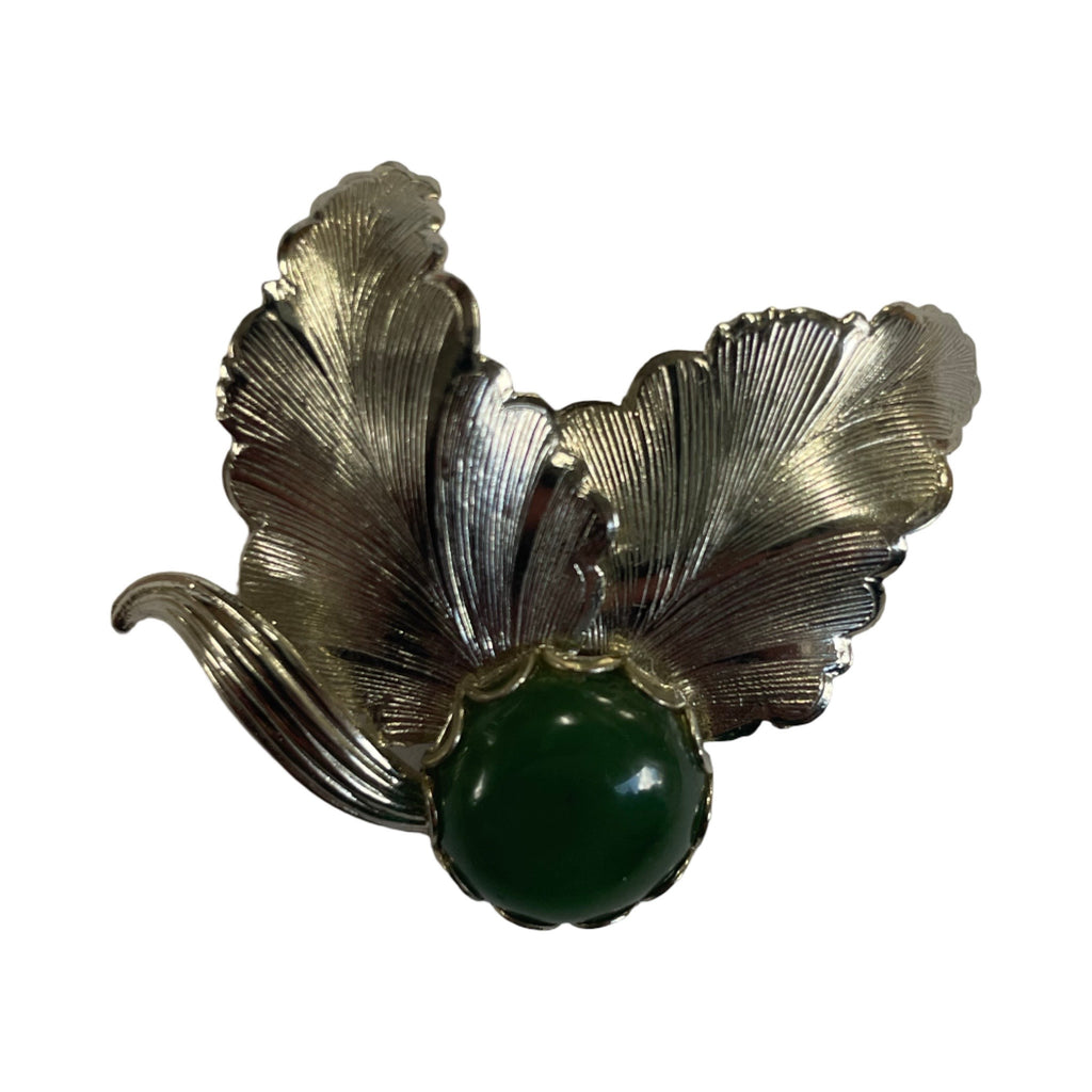 Jade and Silver Brooch