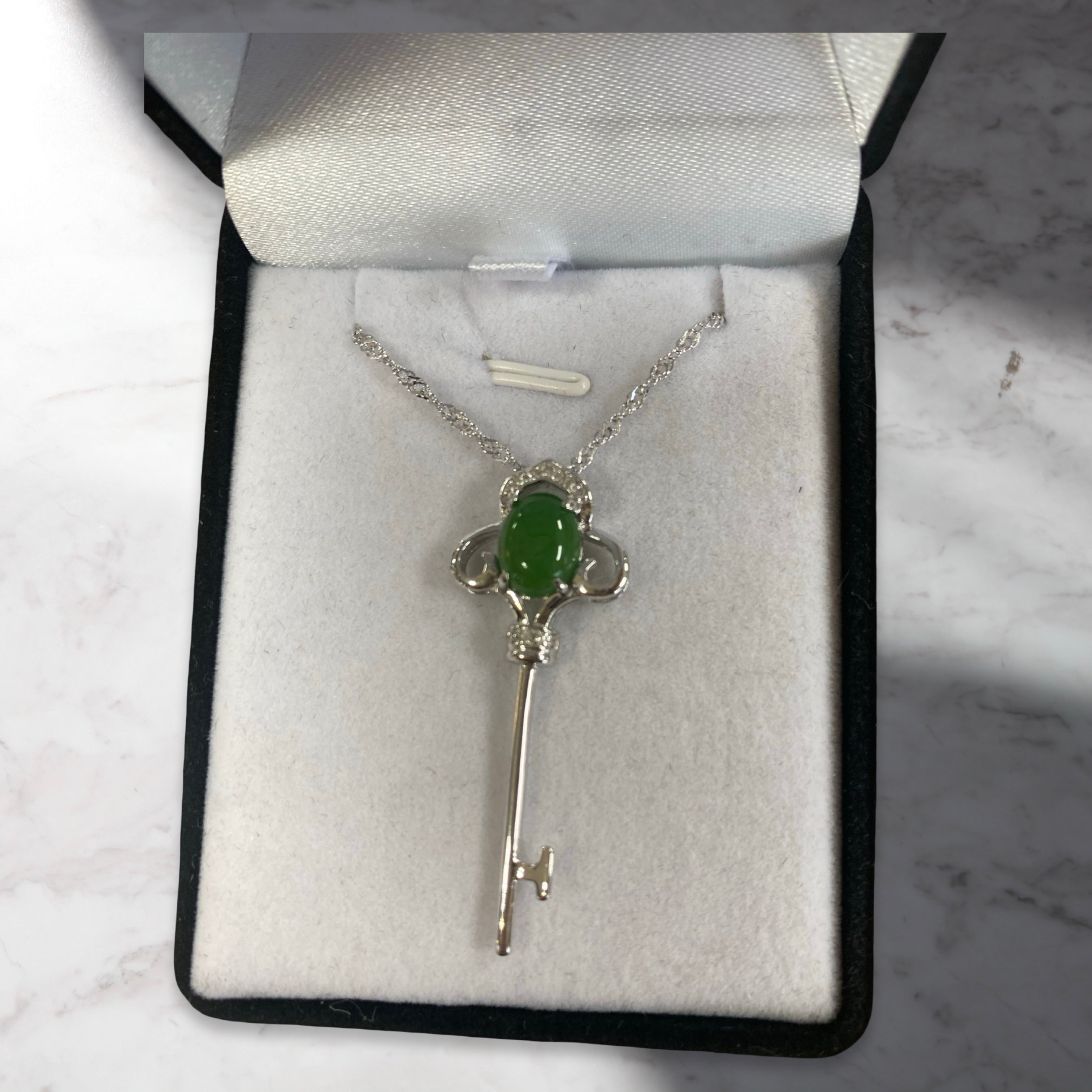 Jade Initials Key Jade Key Silver Necklaces | Jade City Jade Store | Cassiar Mountain BC
