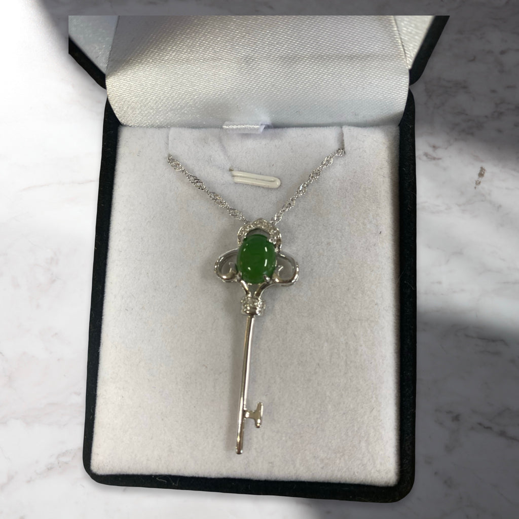 Jade Key Silver Necklaces