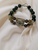 Jade Beaded Bracelet with a Flower in center