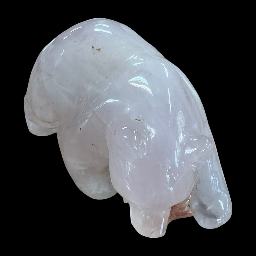 Rose Quartz Bear with a Rhodonite Fish