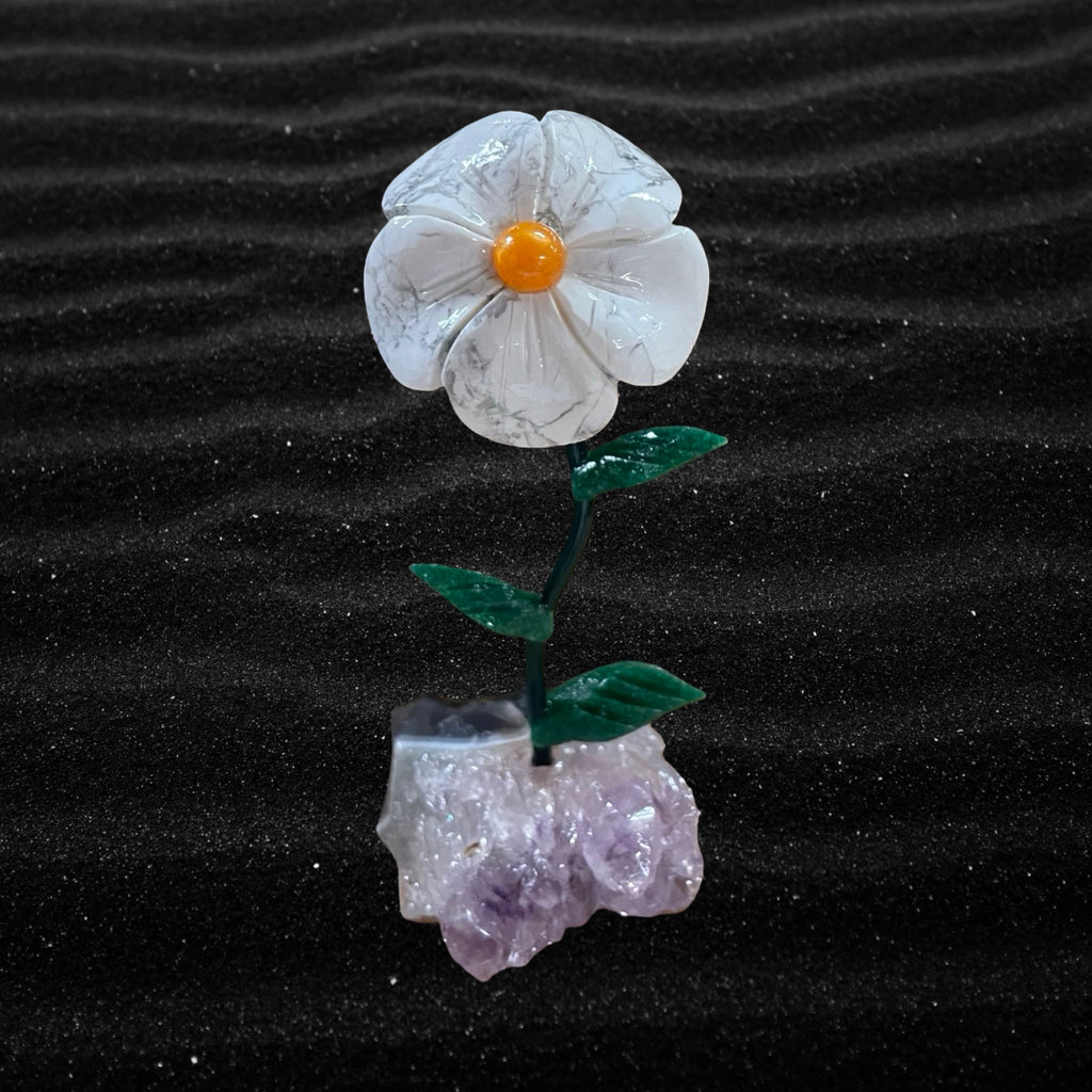 Stone Flower on Amethyst Base