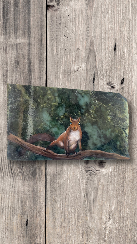Squirrel Painting on Jade