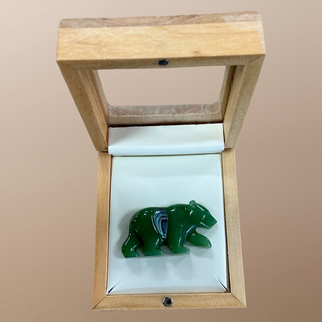 Jade Bear Brooch