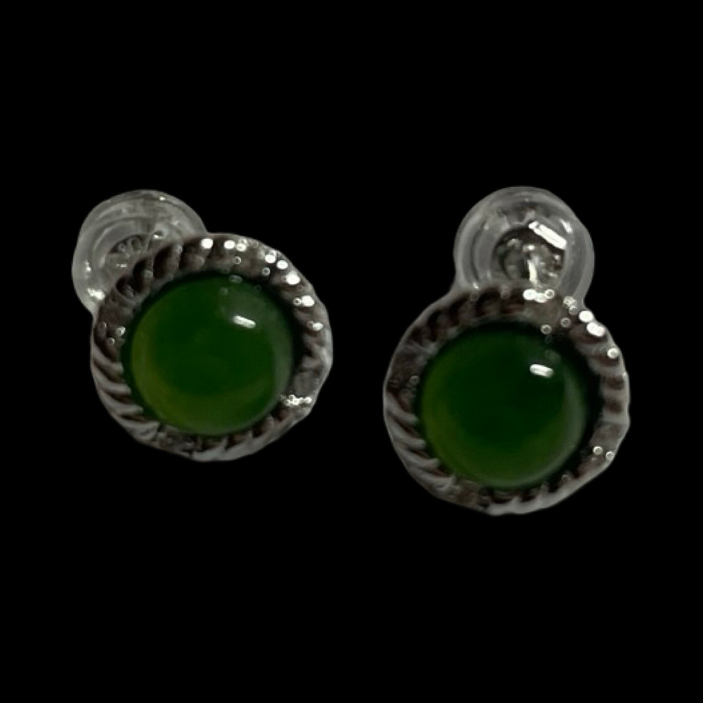 Jade Round Stud Earrings