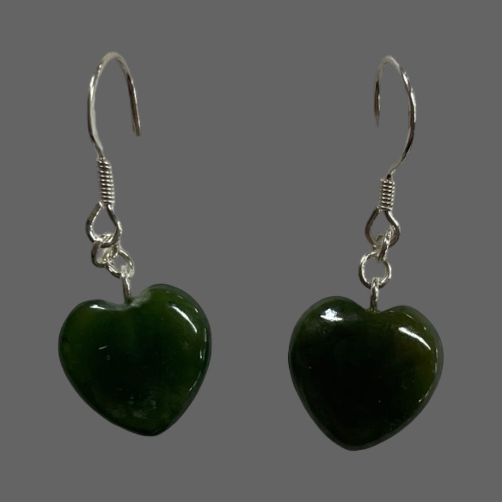Jade Heart Dangle Earrings with Hook