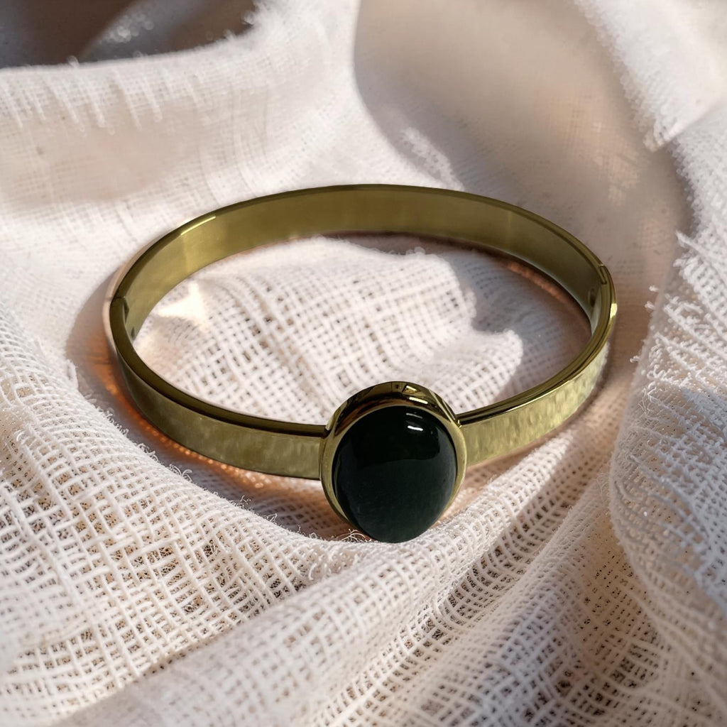 Jade and Stainless Steel Bracelet