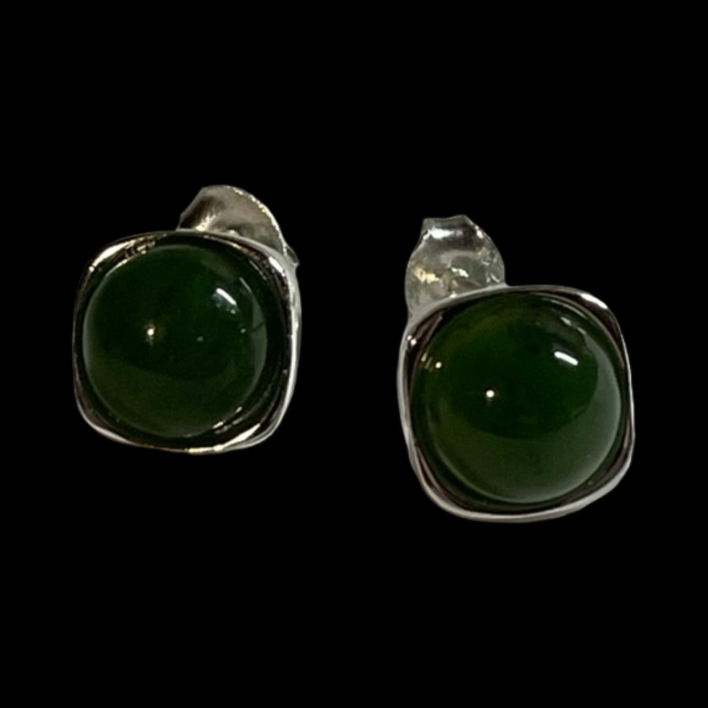 Jade Round Square Studs