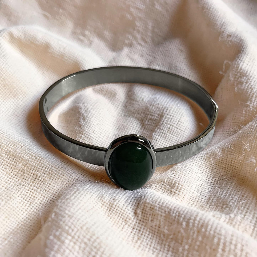 Jade and Stainless Steel Bracelet