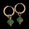 Jade and Stainless Gold Hoop Earrings