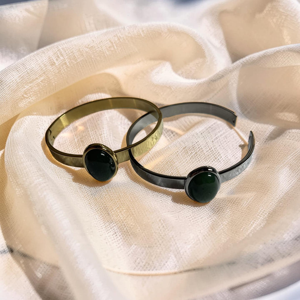 Jade and Stainless Steel Bracelet