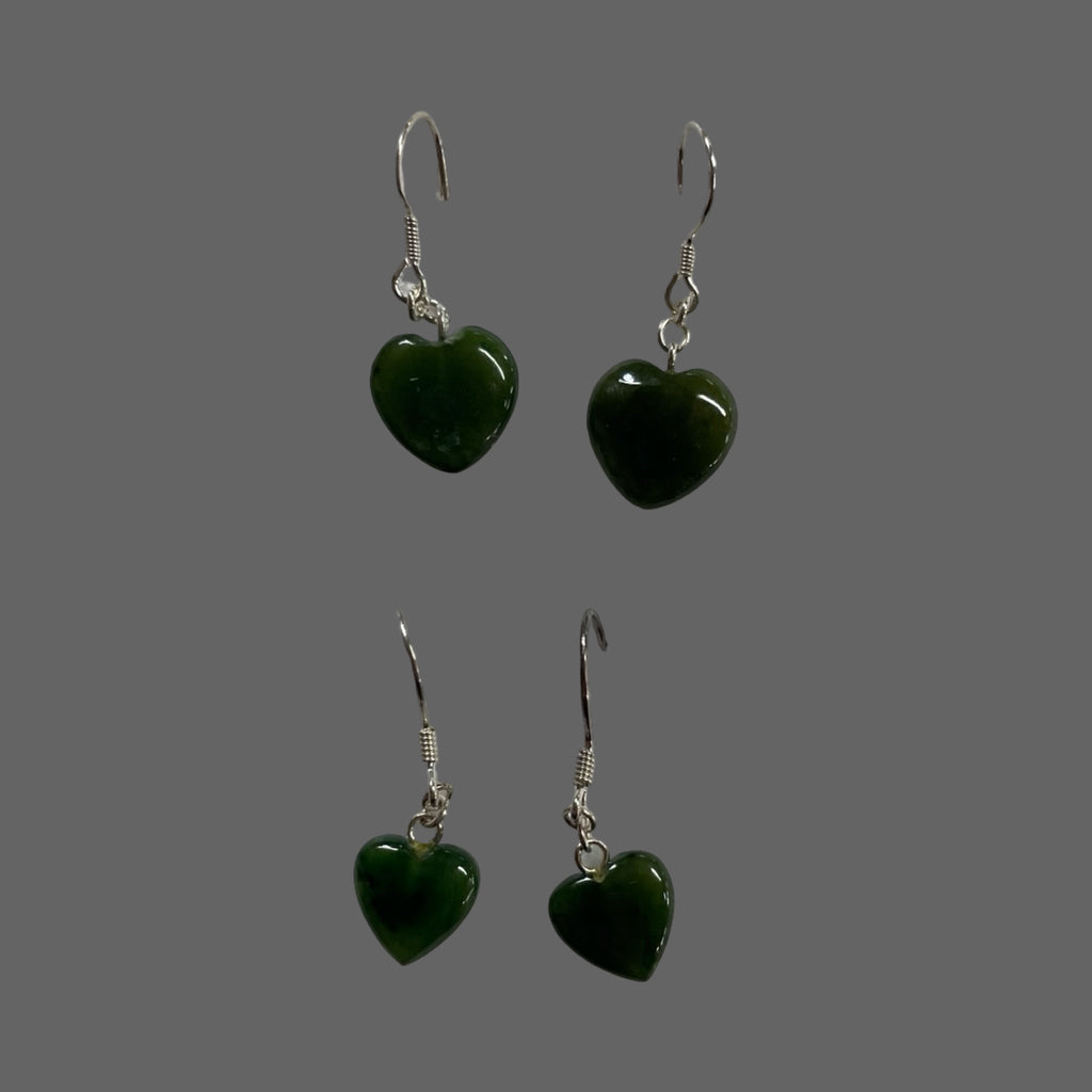 Jade Heart Dangle Earrings with Hook