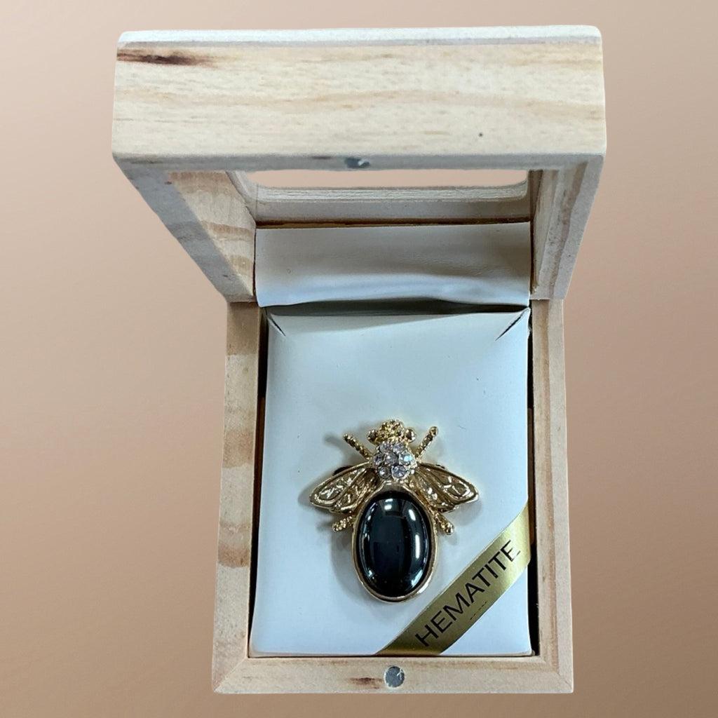 Hematite Bee Brooch