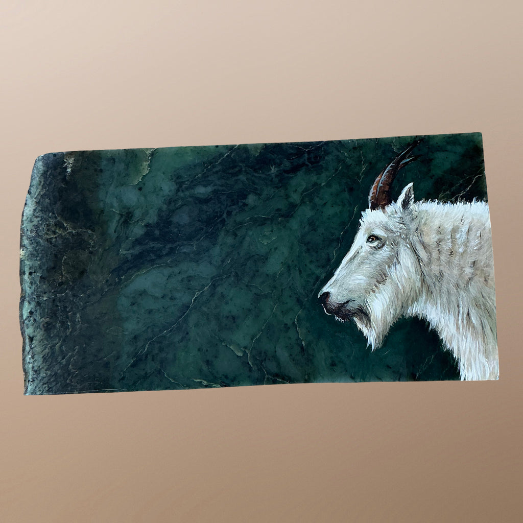 Goat painting on Jade