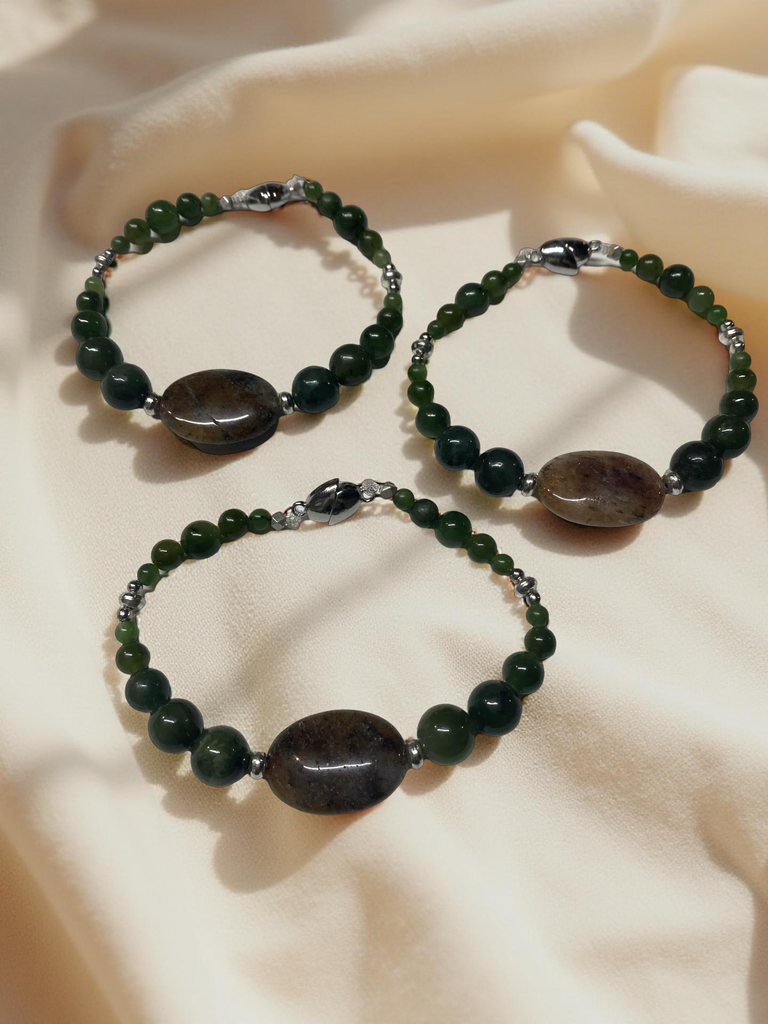 Jade Beaded and Quartz Bracelet