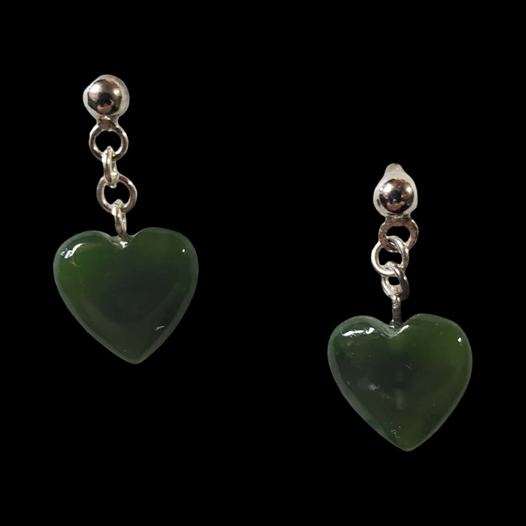 Jade Heart Dangle Earrings