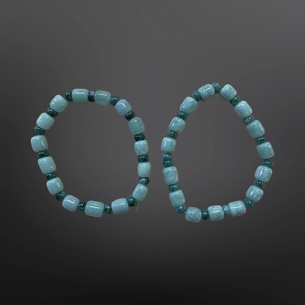 Blue Jade Barrel Bead Bracelet