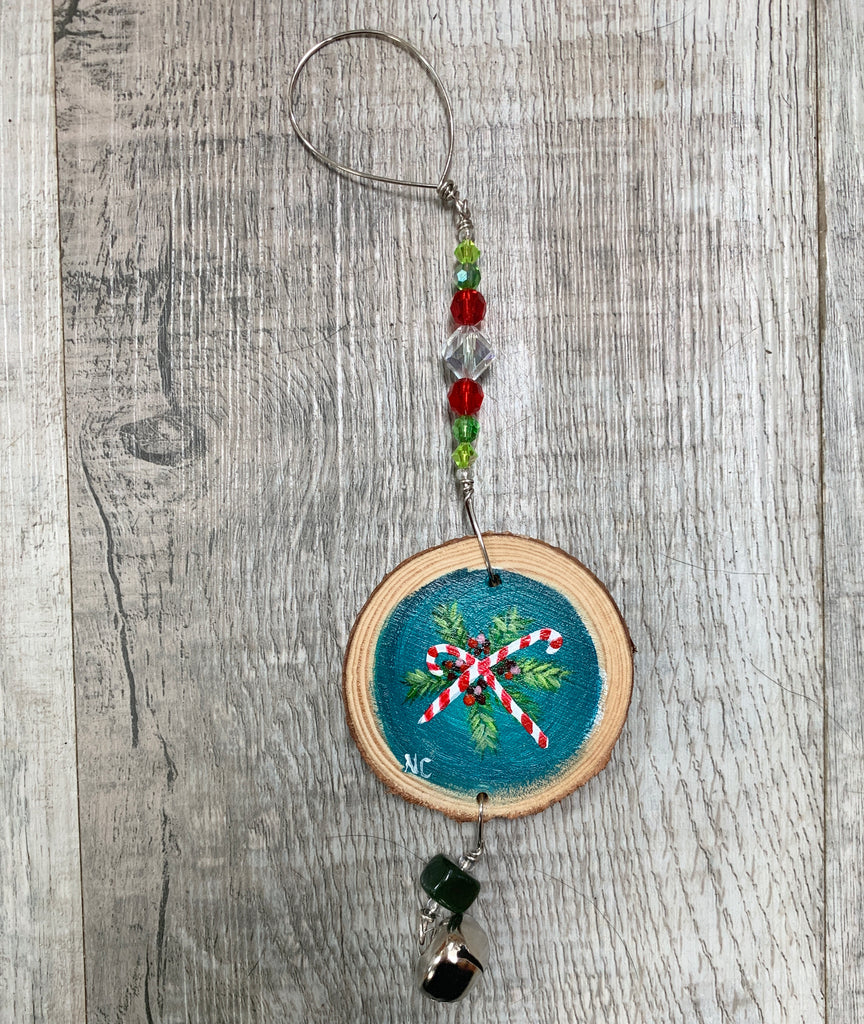 Jade City Creations- Wood Rounds Christmas ornaments