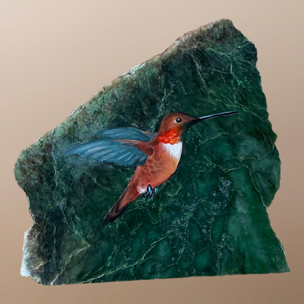 Hummingbird Painting on Jade